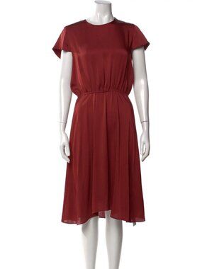 Isabel Marant Étoile Maroon Satin Cap Sleeve Midi Dress